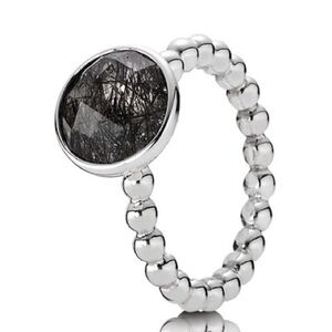 PANDORA Rutile Quartz Bubble Stacking 925 Silver Ring #190619BRU Size 6.5